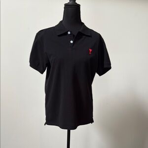 Ami Alexandre Mattiussi Black Polo with Red Accent